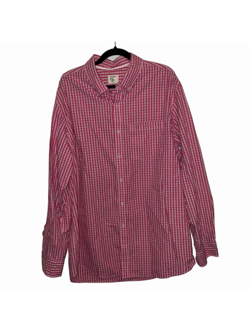 Men's Old Navy Casual Button Down Shirt XL Red Pink White Plaid